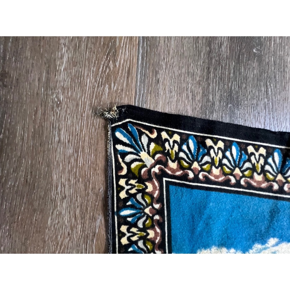 Vintage Velvet Horse Tapestry Wall Hanging Blue Green 38x54 Mare Foal - Picture 4 of 6
